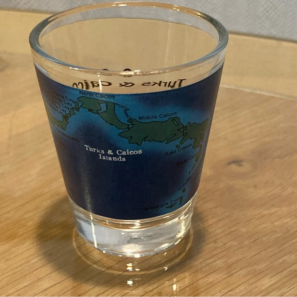 Vintage Y2K Turks and Caicos Islands Souvenir Shot Glass 2.5 inches